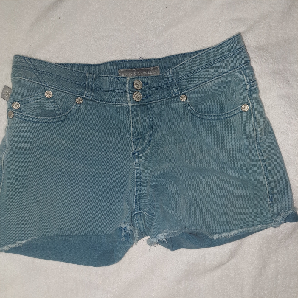 Rock & Republic Bonnaroo Blue Jean Shorts with Frayed Hem Size 4